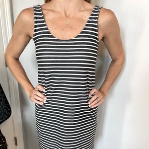Navy and white striped tank dress